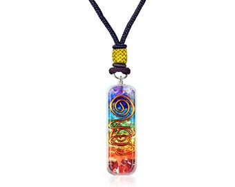 Orgone Chakra Healing Pendant with Adjustable Cord – 7 Chakra Stones Necklace for E-Energy Protection and Spiritual Healing