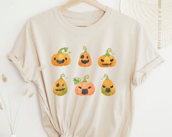 Herbst Tshirt Süße Kürbisse - Pumpkin Shirt - Boho Kleidung - herbstliches Shirt - Tshirt Herbstmotiv - Cottagecore-Style - Herbst Shirt