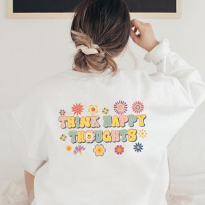Retro Hippie Sweater with Back Print - Halloween Sweater - Boho Clothing - Hippie Clothing - Retro Happy Sweatshirt - Hippie Style