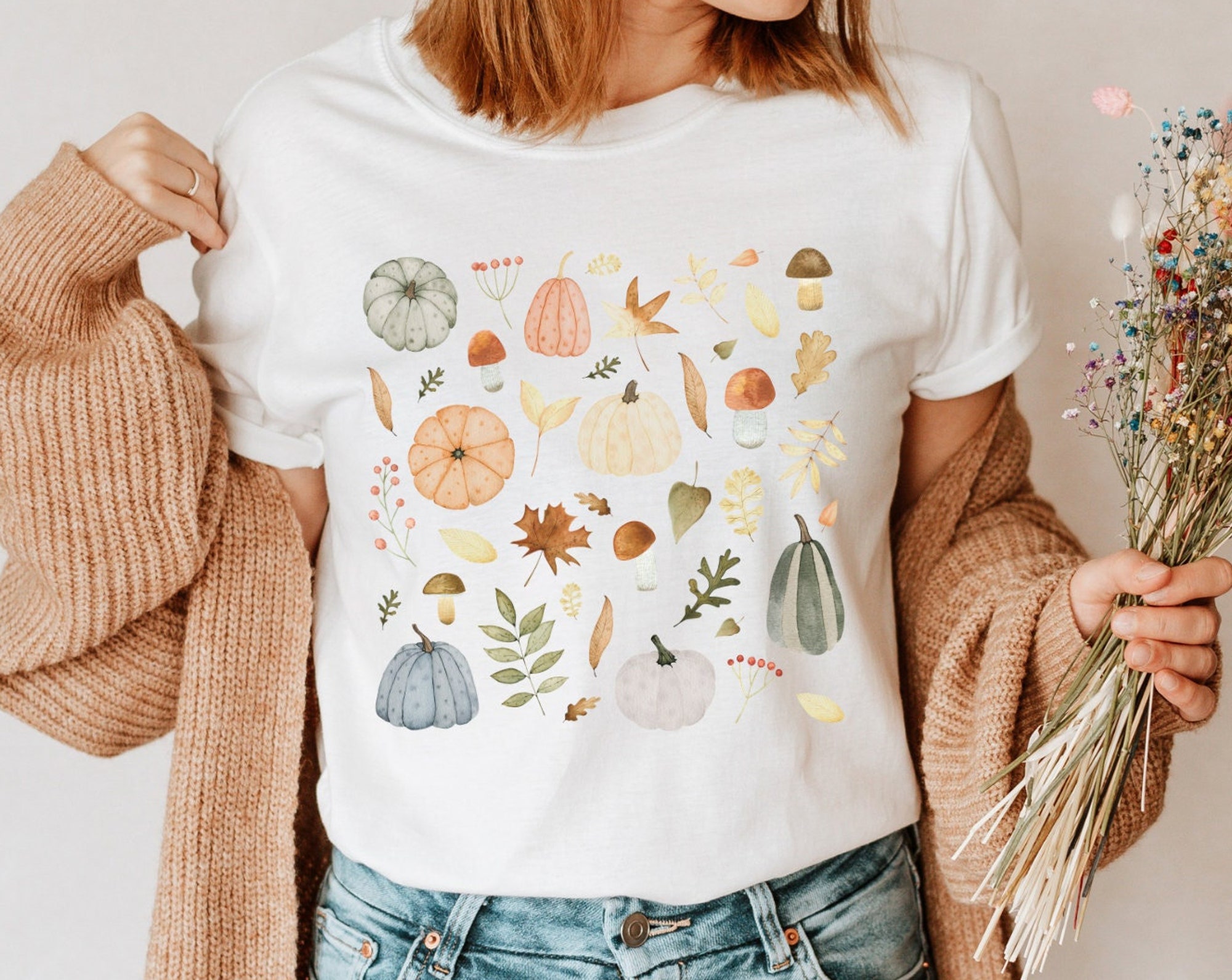 Discover Autumn Pastel Pumpkins T-Shirt