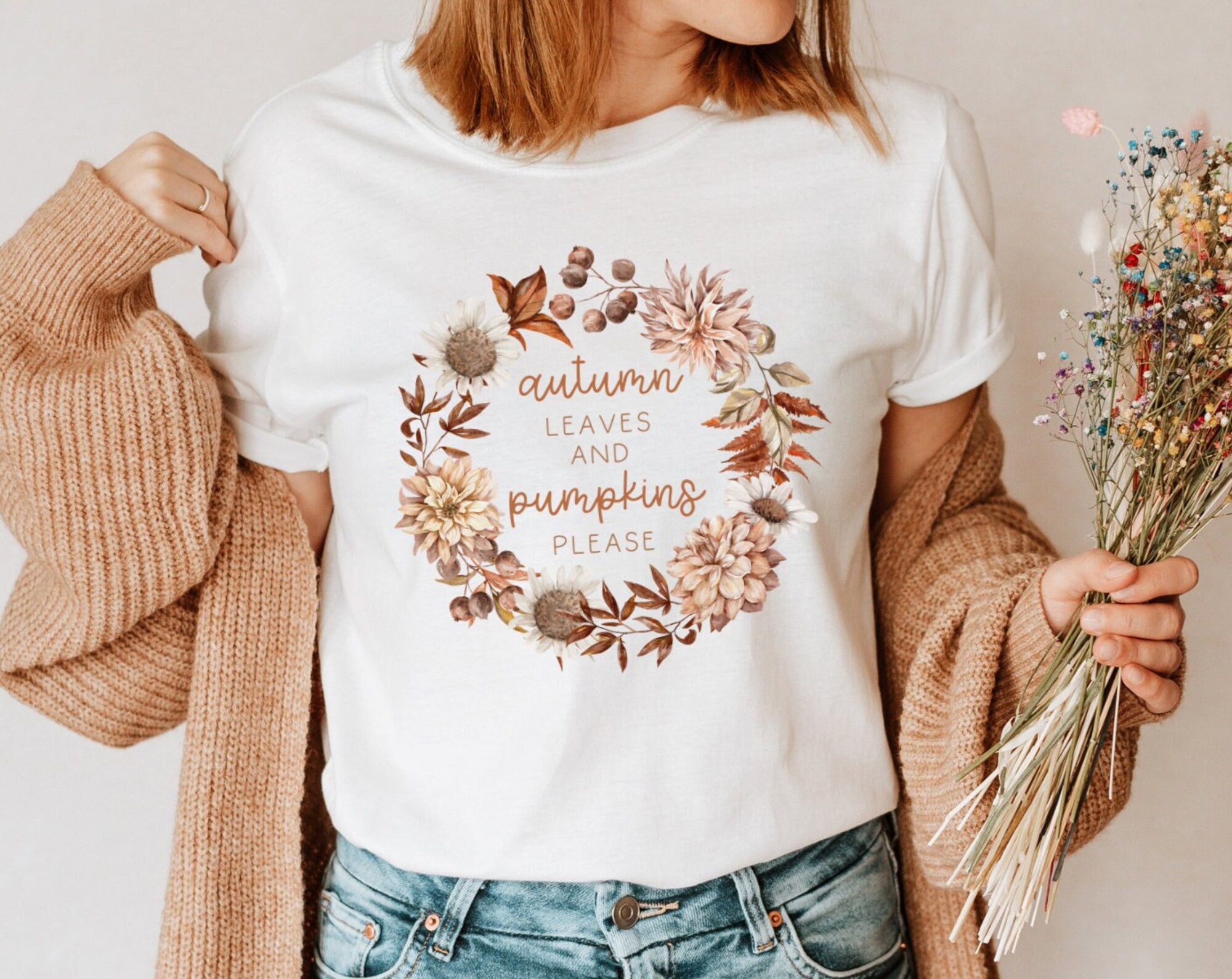 Discover Herbst Autumn Leaves and Pumpkins Please - Thanksgiving Pumpkin T-Shirt