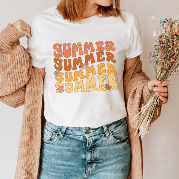 Summer Tshirt Retro Shirt - Cute Summer Retro Shirt - Boho Kleidung - sommerliches Shirt - Tshirt Sommermotiv - Cottagecore Shirt