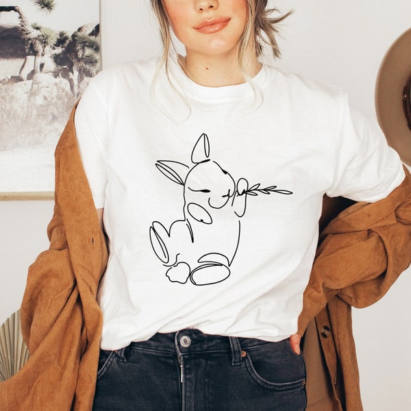 Ostern Tshirt - Easter Lineart Bunny - Happy Easter - Spring Clothing - Ostern Shirt - Tshirt Ostermotiv - Cottagecorestyle - Easter Shirt