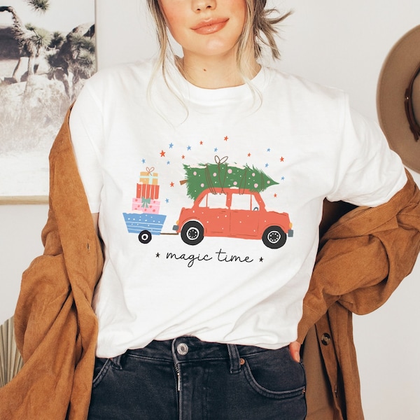 Tshirt de Noël - Camion de Noël - Chemise d’hiver - Vêtements Boho - Chemise d’hiver - Tshirt Winter Motiv - Cottagecorestyle - Chemise de Noël