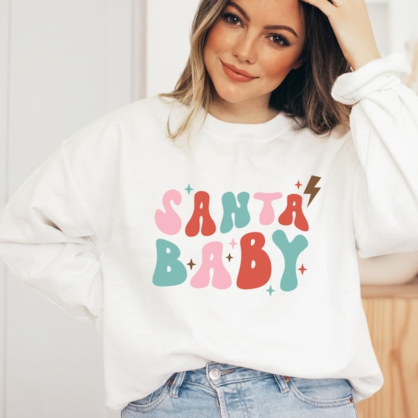 Weihnachten Pullover Santa Baby - Christmas Sweater - Boho Kleidung - Christmas Clothing - Cute Christmas Sweatshirt - Cottagecore-Style