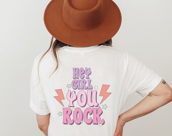 Motivations Tshirt "girl you rock" - Positive vibes Retro Tshirt - Motivations Shirt - Empowered Women Clothing