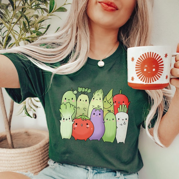 T-Shirt Cute Veggies - Funny Kawai Gemüse - Veggie Liebe Outfit - Geschenk Vegetarier - Geschenkidee Veganer - Kochen Outfit