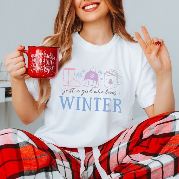 Christmas Tshirt Just a Girl Who loves Winter Tree - WinterShirt - Boho Clothing WinterMotiv - Cottagecorestyle - ChristmasShirt