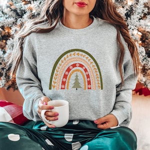 Weihnachten Pullover - Christmas Rainbow Sweater - Boho Kleidung - Christmas Clothing - Cute Christmas Sweatshirt - Cottagecore-Style