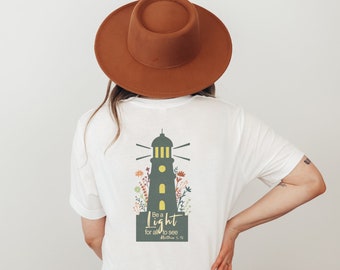 Tshirt Lighthouse Bible Quote - Adventure Quote Shirt - Lighthouse Shirt Woman - Gift Inspiring Faith - Gift Faith