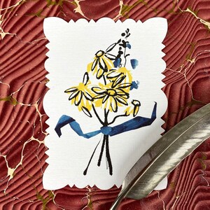Kunstkarte 'Der Gänseblümchenstrauß' mit Pergamentumschlag für Grüße, Jubiläen und Valentinstagswünsche. Entworfen und gedruckt in London.