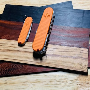 Replacement Scales Cover Handles Grips For Victorinox 91mm Plus / 58mm Textured G10  Orange With Toothpick Tweezers And Ballpoint Pen