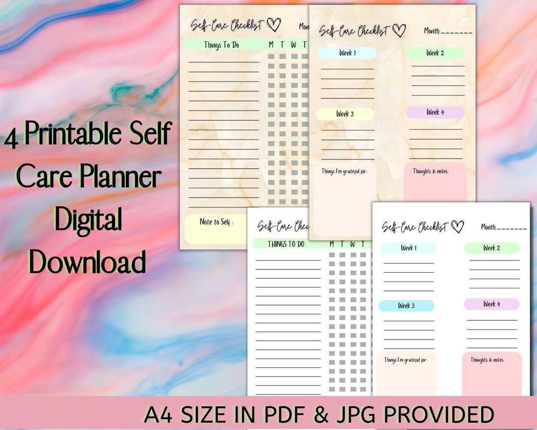 Printable Self Care Checklist Planner Digital Checklist - Etsy