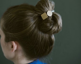 Accessoires pour cheveux / pinces à cheveux / barrette à cheveux / accessoires pour cheveux / bijoux pour cheveux élastique à cheveux en forme de double cercle et carré couleur or élégant