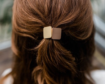 Hair accessories / hair clips / hair barrette / hair accessories / hair jewelry shaped hair tie double shape square color rose gold and gold elegant