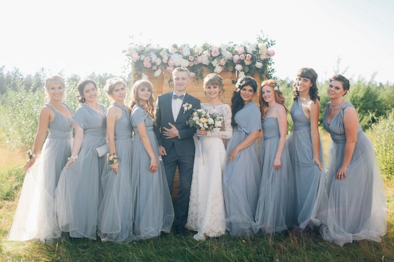 Grey Bridesmaid Dress Tulle Grey Infinity Dress Convertible Etsy