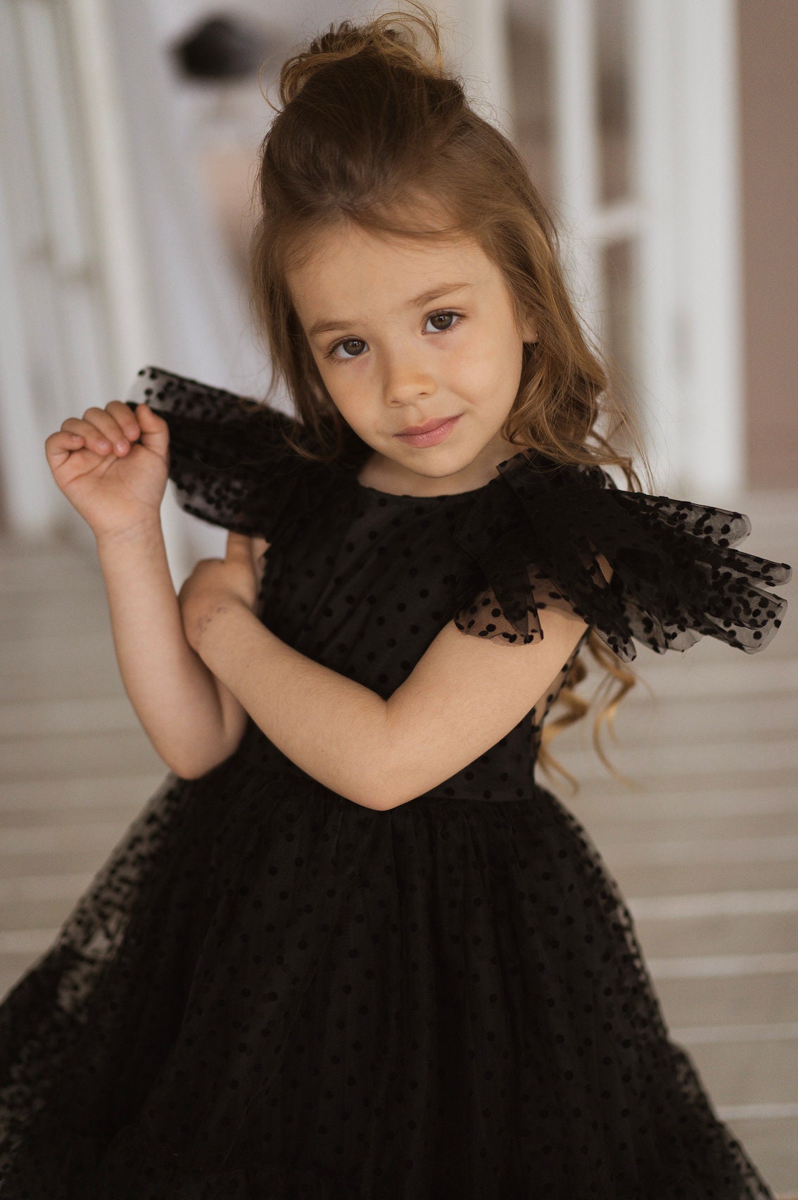 Black Flower Girl Dresses Tulle Birthday Dress Toddler White Etsy