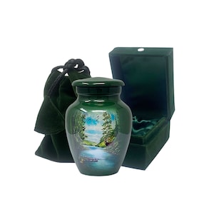 Deer Keepsake Urn - Buck Keepsake Urn for Ashes - Token Urn - Hunting Mini Memorial Sharing Urn with Velvet Case & Bag