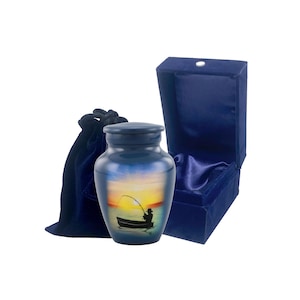 Angeln-Andenken-Urne - Angeln-Andenken-Urne für Asche - Token-Urne - Sport-Mini-Memorial-Sharing-Urne mit Samt-Etui und Tasche