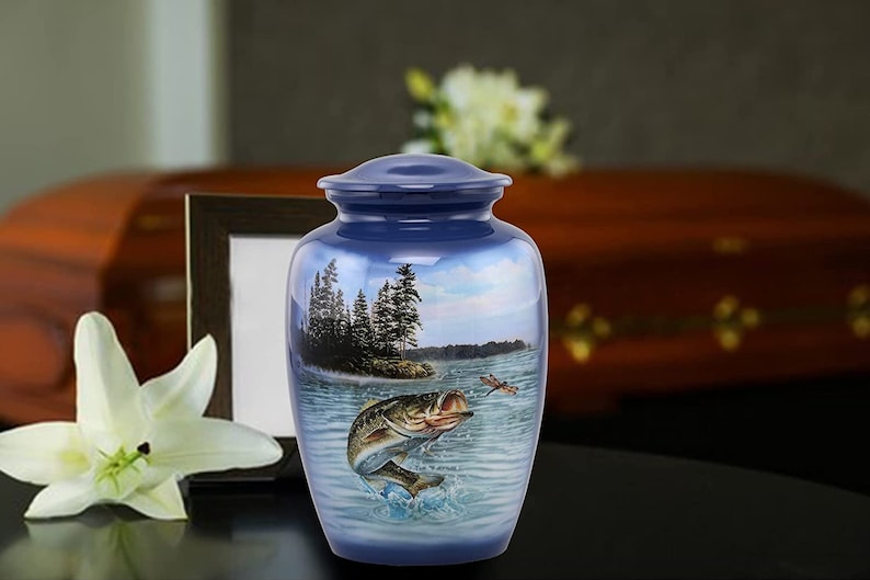 Bass Fish Cremation Urn, Adult Bass Fish Urn, Funeral and Memorial