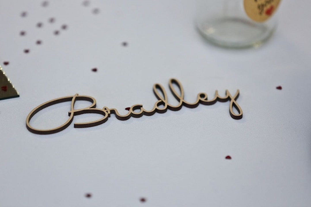 Wooden Name Place Cards Names Weddings Events Party Timber Personalised