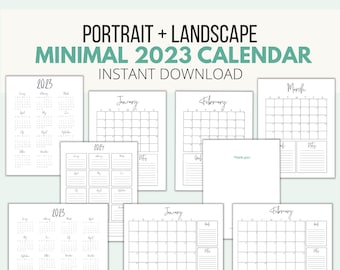2023 Monthly Calendar | Printable Monthly Calendar | Planner | Minimalist 2023 Monthly Calendar | Dated Monthly Calendar