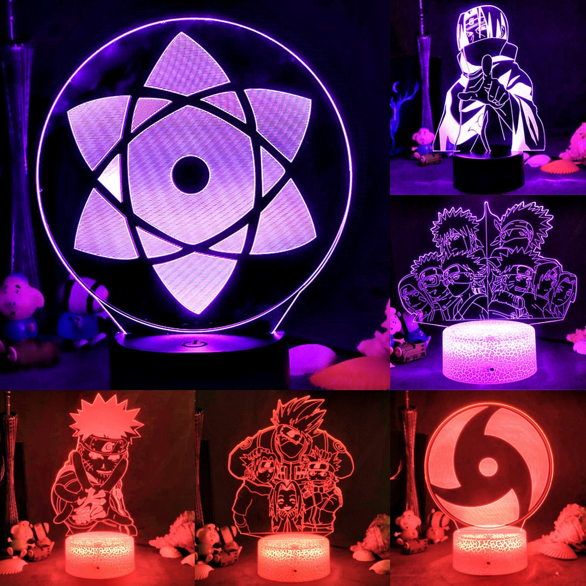 Naruto Akatsuki 7 Color USB LED Anime Silhouette Night Light Wall Decor