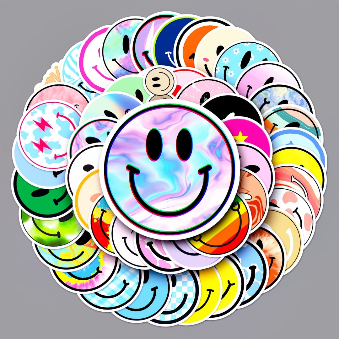 50PCS Smile Face Stickers Waterproof Aesthetic Stickers Etsy