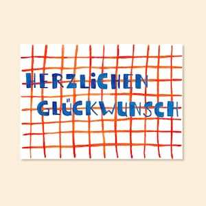 Postkarte "Herzlichen Glückwunsch" A6 Aquarell Karte Geburtstagskarte Glückwunschkarte Glückwünsche