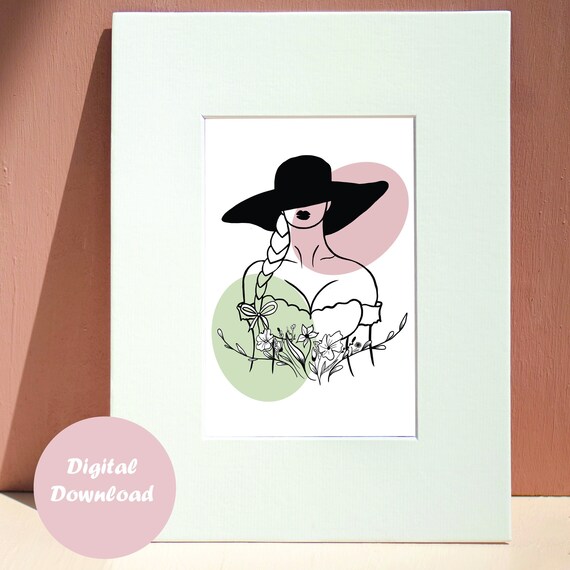 Female Printable Art Woman & Flower Wall Art Feminist - Etsy