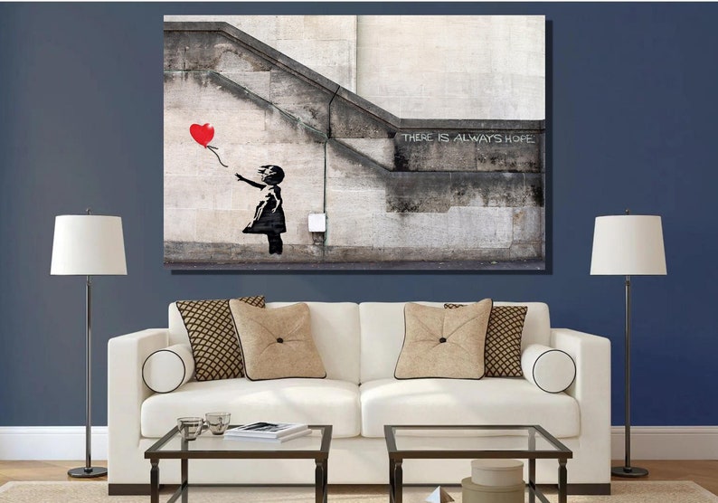 Banksy Girl Balloon Canvas Wall Art Banksy Girl Graffiti Etsy Finland