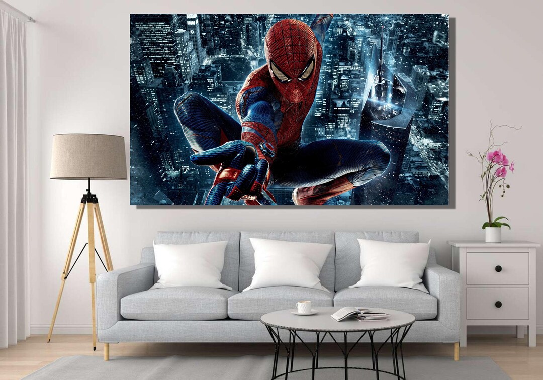 Spiderman Poster Spiderman Canvas Wall Art Spiderman Wall Etsy