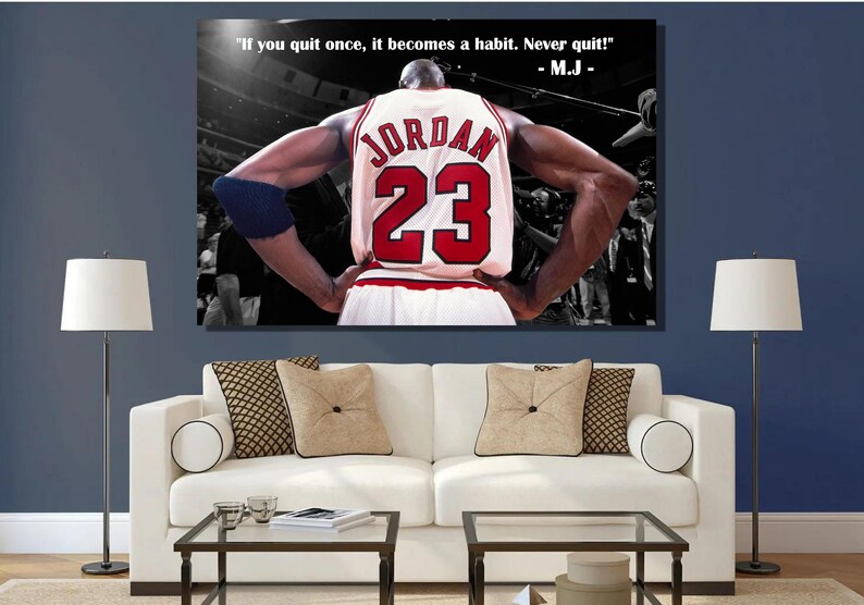 Michael Jordan Poster Michael Jordan Canvas Wall Art Etsy