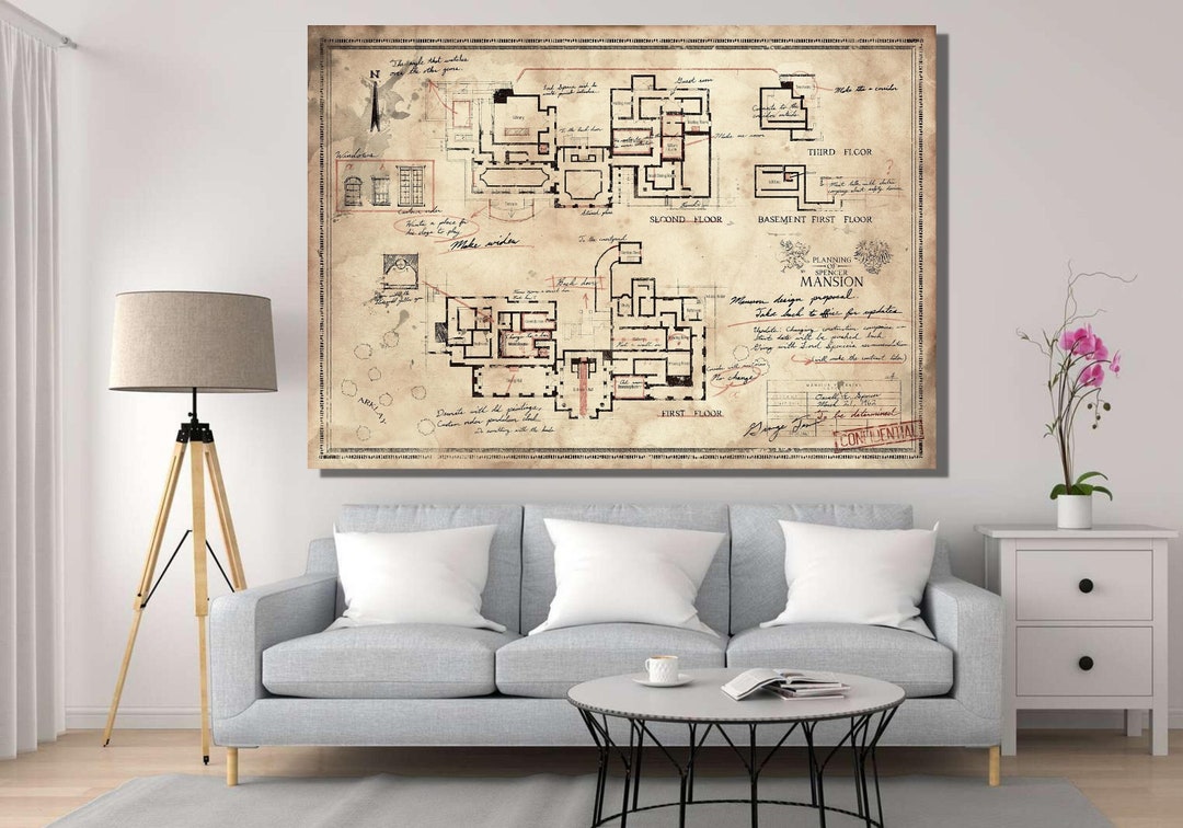 Resident Evil Map Poster,resident Evil Canvas Print Art,the Spencer ...