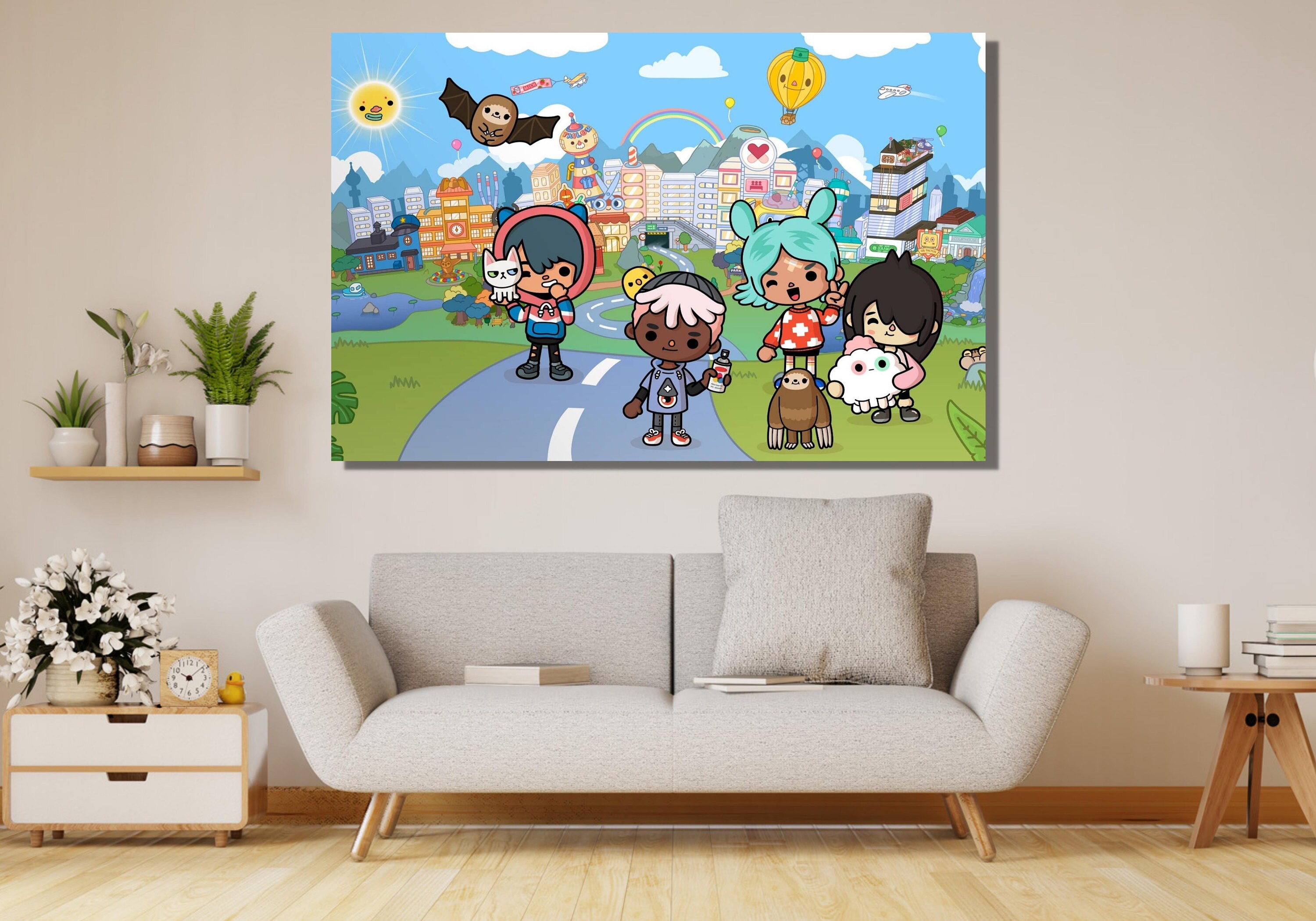  GLGFAS Toca Anime Boca Wall Art Canvas Painting Poster  Decorations For Bedroom Living Room Bathroom Framed Ready To Hang 12 x 12  Inch: Posters & Prints