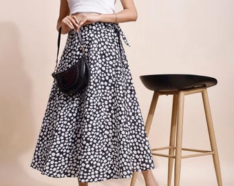 Skirts, Cotton Wrap Skirt, Wrap Skirts, Wrap Around Skirt, Tie Waist Skirt, Handmade Skirts, Skirts for Women, Women Skirts, Skirt Black.