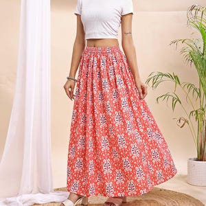 Pink Skirts, Cotton Skirts for Women, Maxi Skirt for Women, Gathered Skirt, Woman Skirts, Flowy Skirt, A Line Skirt, Skirt, Ladies Skirts.