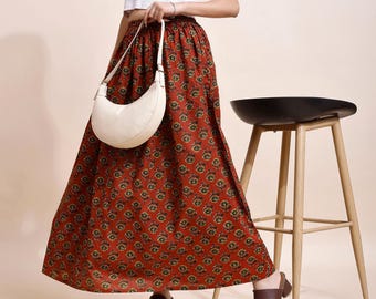 Skirts, Gathered Skirt, Cotton Skirts for Women, Maxi Skirt for Women, Woman Skirts, Floral Skirts, Flowy Skirt, A Line Skirt, Long Skirts.