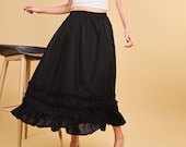 Ruffle Skirt, Cotton Linen Skirt With Ruffles, Skirts for Women, Ruffled Skirt, Skirt Black, Ruffle Skirt Black, Tiered Skirt, A Line Skirt.