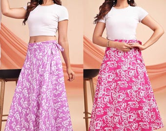 Wrap Skirts, Wrap Around Skirt, Cotton Wrap Skirt, Women Skirt, Cotton Skirt for Women, Tie Waist Skirt, Skirt, Floral Skirts Pack of 02.