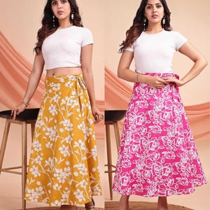 Cotton Wrap Skirt, Wrap Around Skirt, Flowy Skirts, Cotton Skirt for Women, Wrap Skirts, Tie Waist Skirt, Skirt, Women Skirt Set of 02.