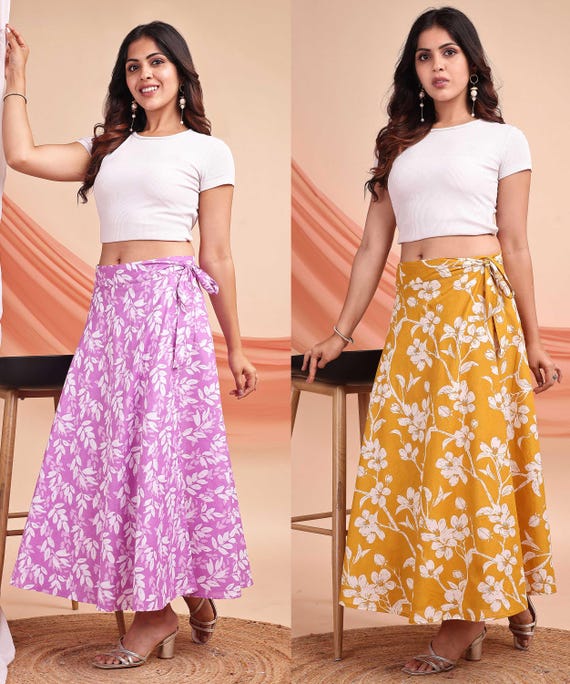 Wrap Around Skirt, Cotton Wrap Skirt, Floral Skirts, Cotton Skirt