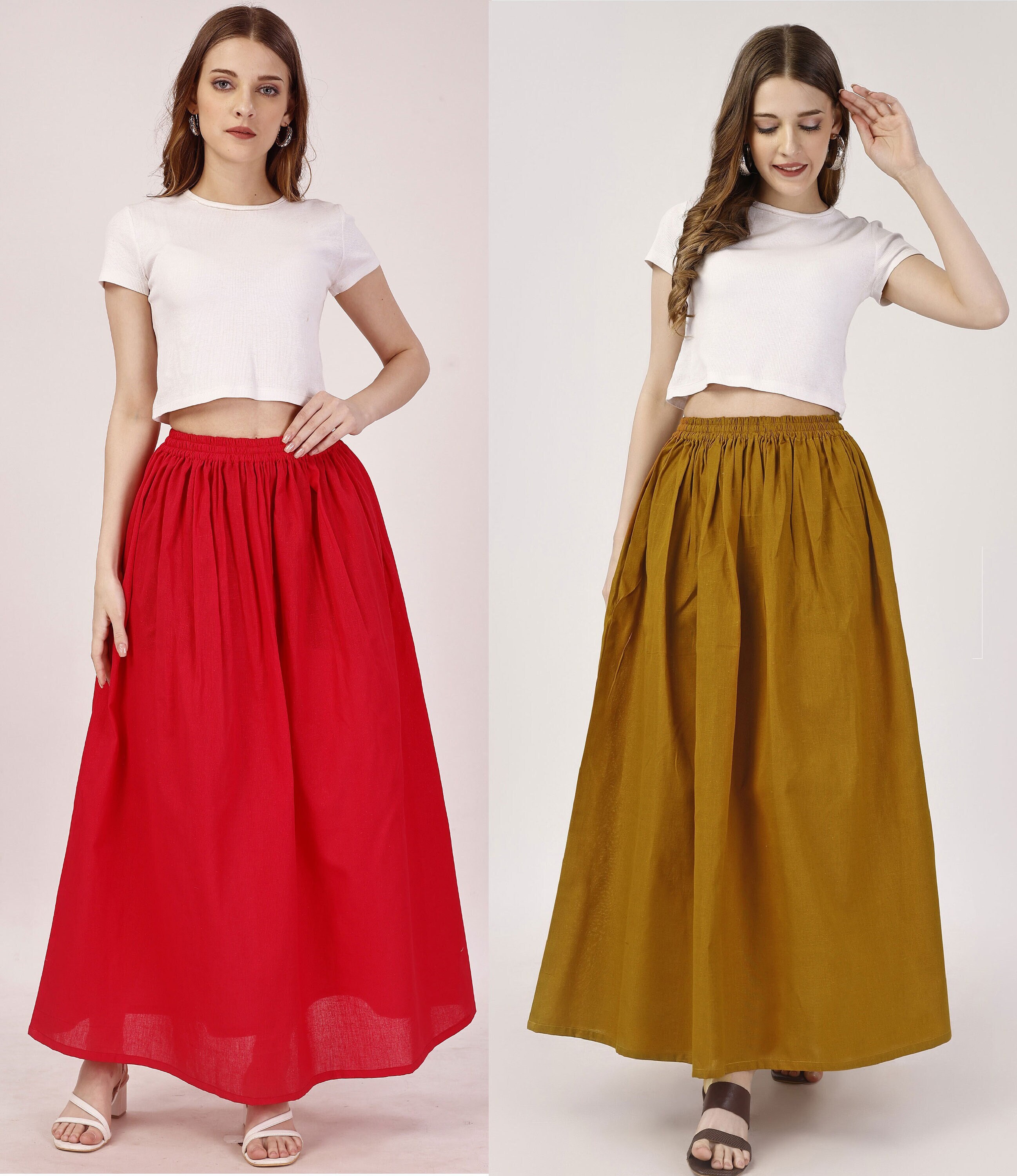 スカート PINK AND YELLOW COTTON SKIRT ZW COLLECTION FLared COTTON SKIRT - Pink | ZARA United States