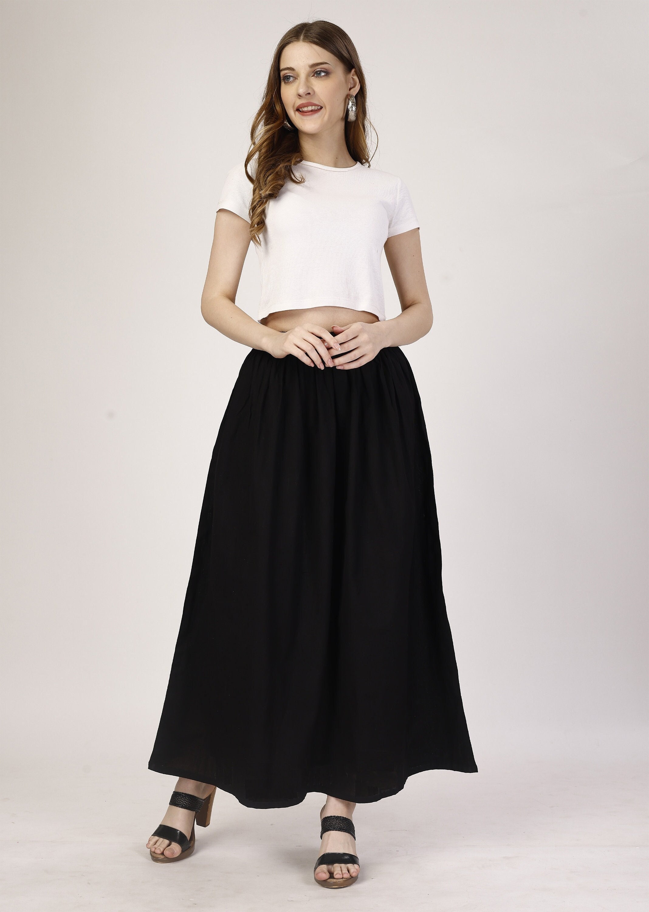 Skirts, Skirt Black, Maxi Skirt, Long Skirts, Gathered Skirt, Skirts for Women, Cotton Skirt, A Line Skirt, Women Skirt, Custom Skirt