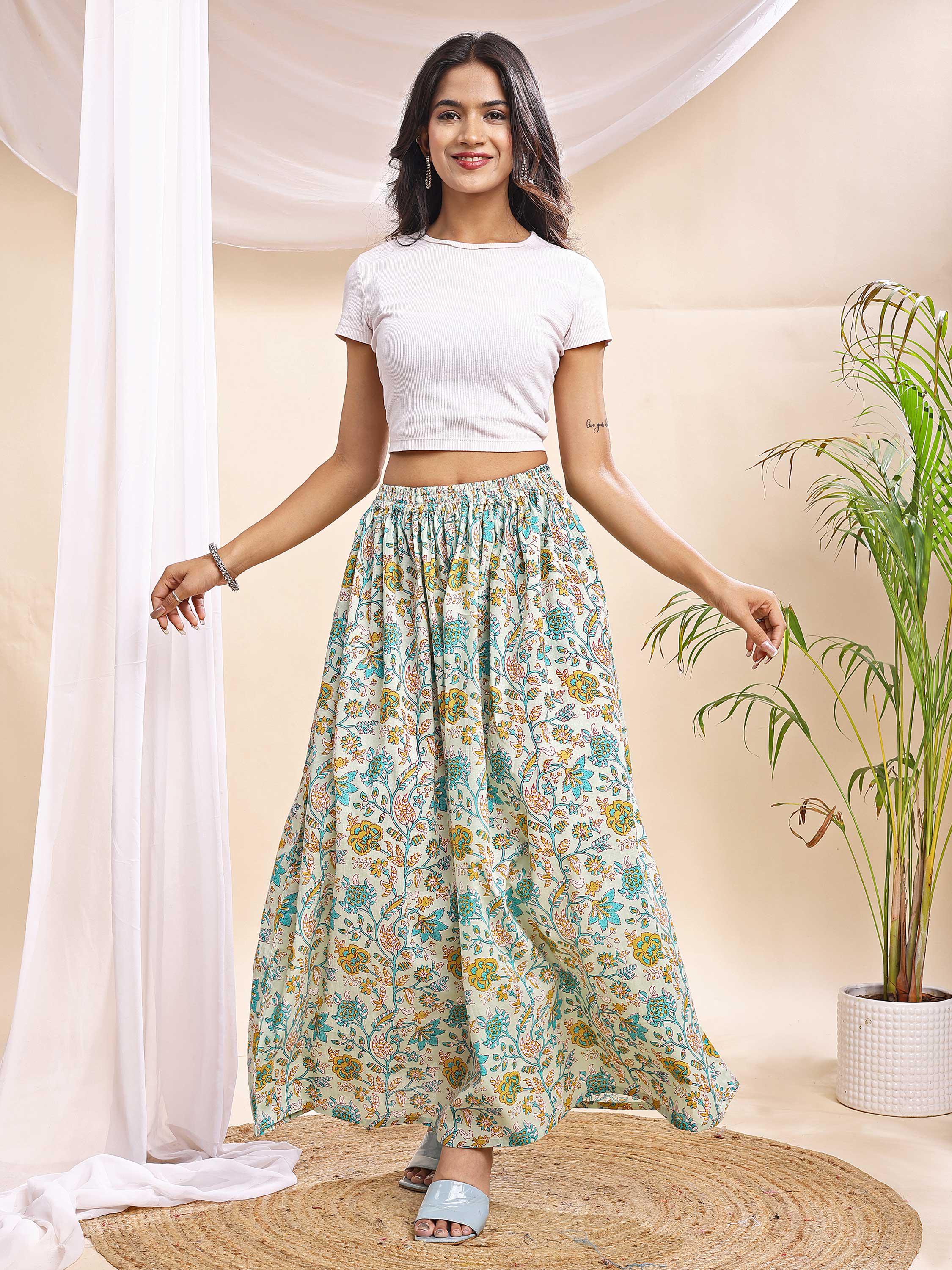 Gathered Skirt, Cotton Skirts for Women, Maxi Skirt for Women