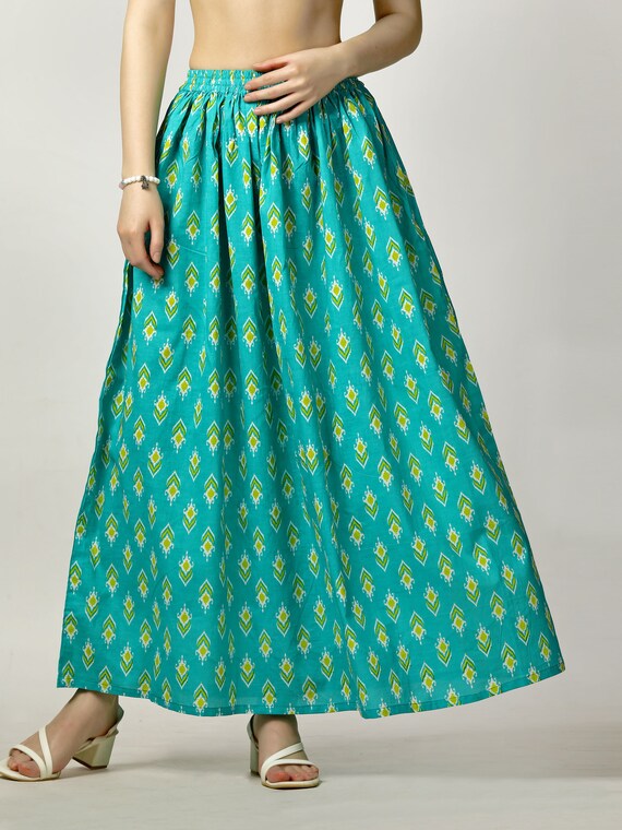 Blue Skirt, Woman Skirts, Cotton Skirt, Occasion Skirt
