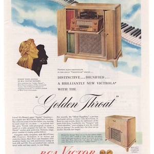 Vintage Original RCA Victor Magazine Advertisement 1950s Color Radio Phonograph