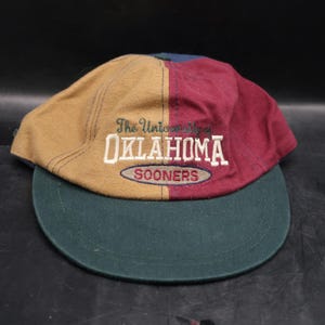 Harpurs Caps Oklahoma Sooners Hat Cap Patchwork Strapback Adjustable Dad Cap Vtg