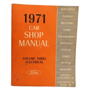 1971 Ford Car Shop Manual Volume 3 Electrical Vintage Automobilia