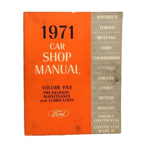 1971 Ford Car Shop Manual Tom 5 Konserwacja i smarowanie Vintage Automobilia
